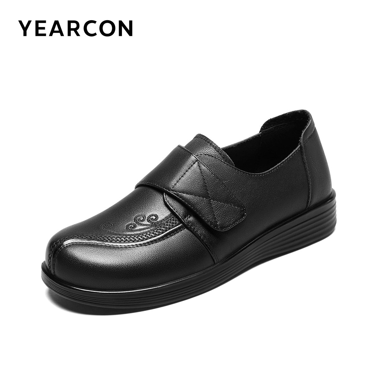 意尔康女鞋春秋季深口真皮妈妈单鞋中老年皮鞋平底舒适软底母亲,淘宝优惠券,粉丝福利购,淘宝优惠卷