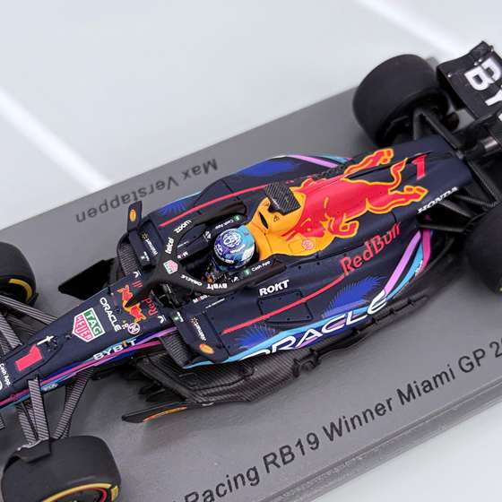 1 43 ​​Spark Red Bull F1 Team RB19 2023 Miami Grand Prix winning Verstappen racing car model