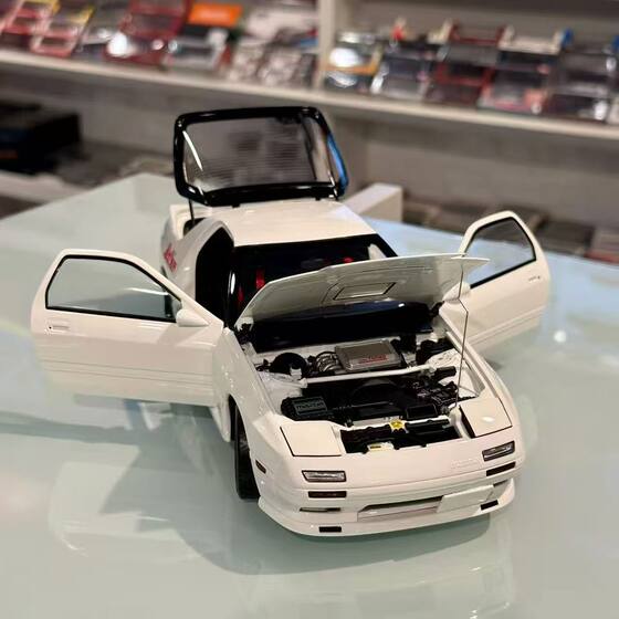 Spot 1 18WHELART Mazda RX7 FC3S alloy fully opened with doll 30th anniversary commemorative edition car model