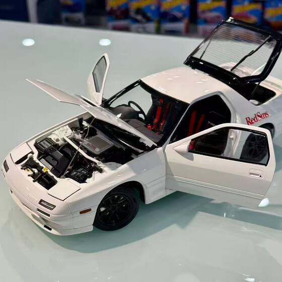 Spot 1 18WHELART Mazda RX7 FC3S alloy fully opened with doll 30th anniversary commemorative edition car model