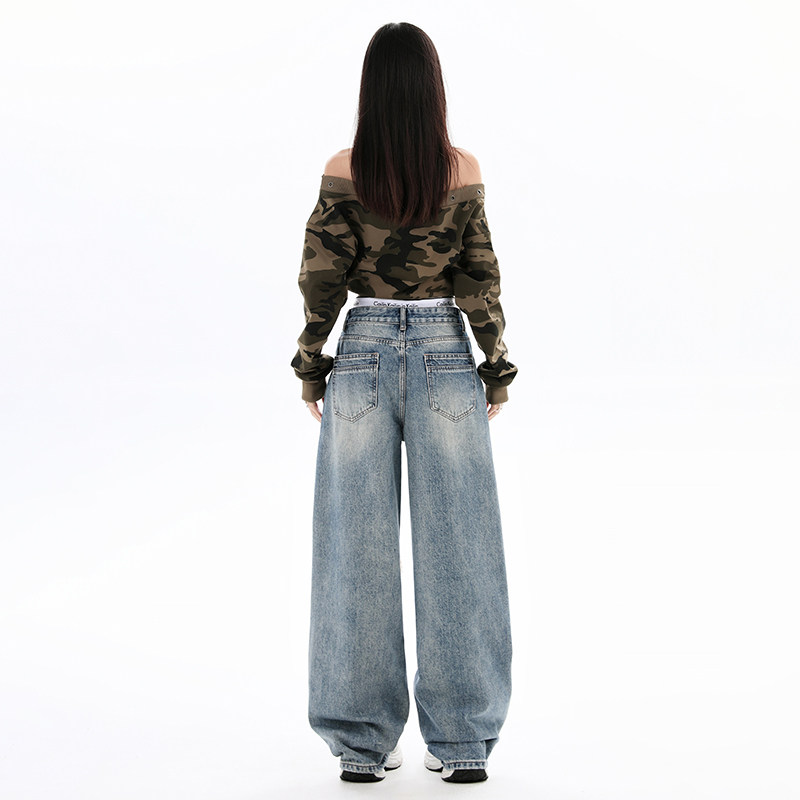 妈个鸡妈MGJM美式复古破洞补丁水洗牛仔裤男女直筒显瘦宽松裤子潮,淘宝优惠券,粉丝福利购,淘宝优惠卷