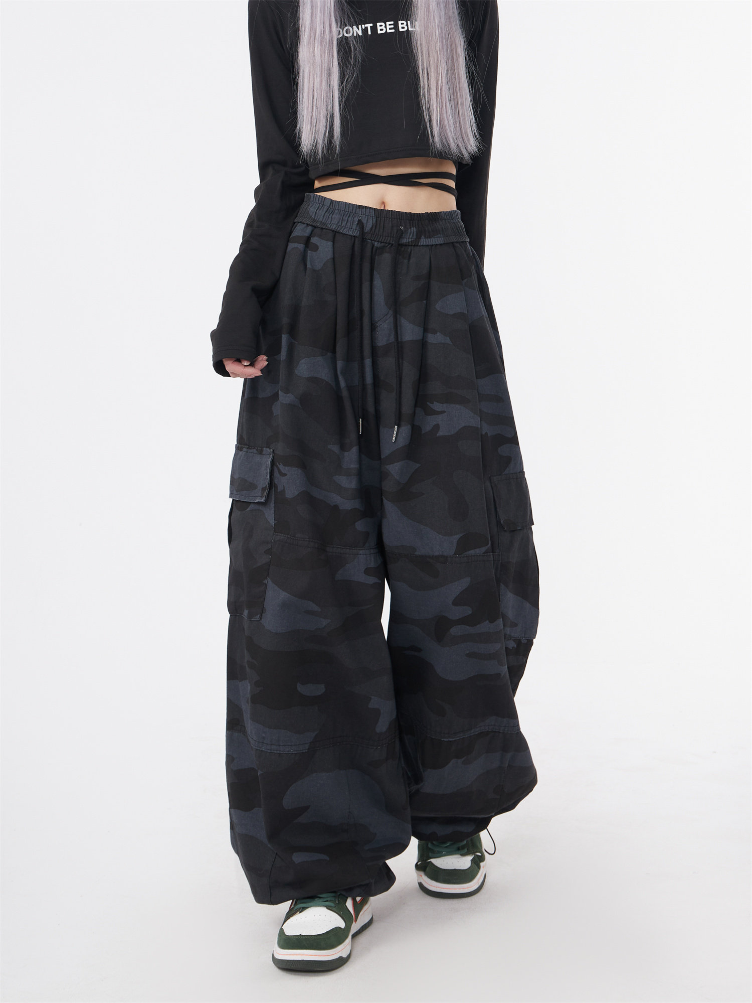 妈个鸡妈 ins美式春季复古迷彩阔腿工装裤男女宽松直筒休闲裤子潮,淘宝优惠券,粉丝福利购,淘宝优惠卷