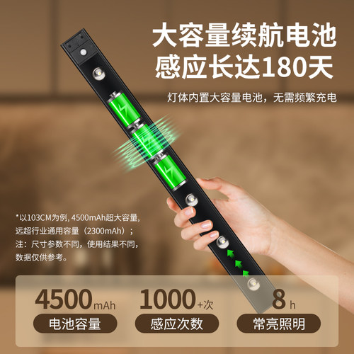 充电人体感应灯带免插电酒柜免接线玄关鞋柜进门柜子磁吸无线灯条 - 图2