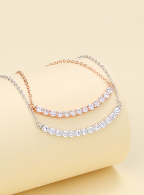 s925纯银气质简约微笑项链轻奢小众潮流设计感2024新款送女友