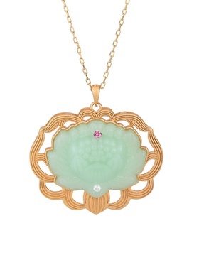 网红直播供货中国风汉服古装女生配饰仿和田玉莲花玉石挂件项链