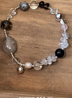 摩卡泡影 水晶珍珠天然石手串小众复古新中式手链