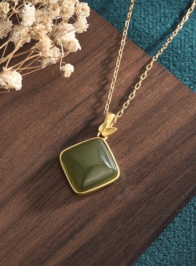 艾尔缘首饰国潮新品配饰中国风古装汉服配饰仿和田玉竹节复古项链