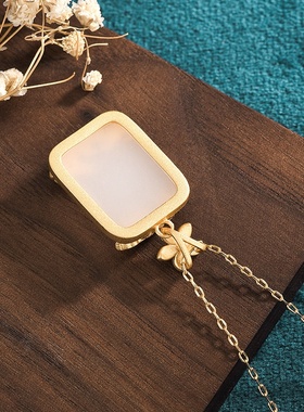 2022年国潮新品景泰蓝镶嵌仿和田玉项链女小众设计复古旗袍首饰品