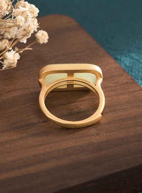 网红直播供货中国风古典旗袍汉服配饰仿和田玉复古女戒指指环