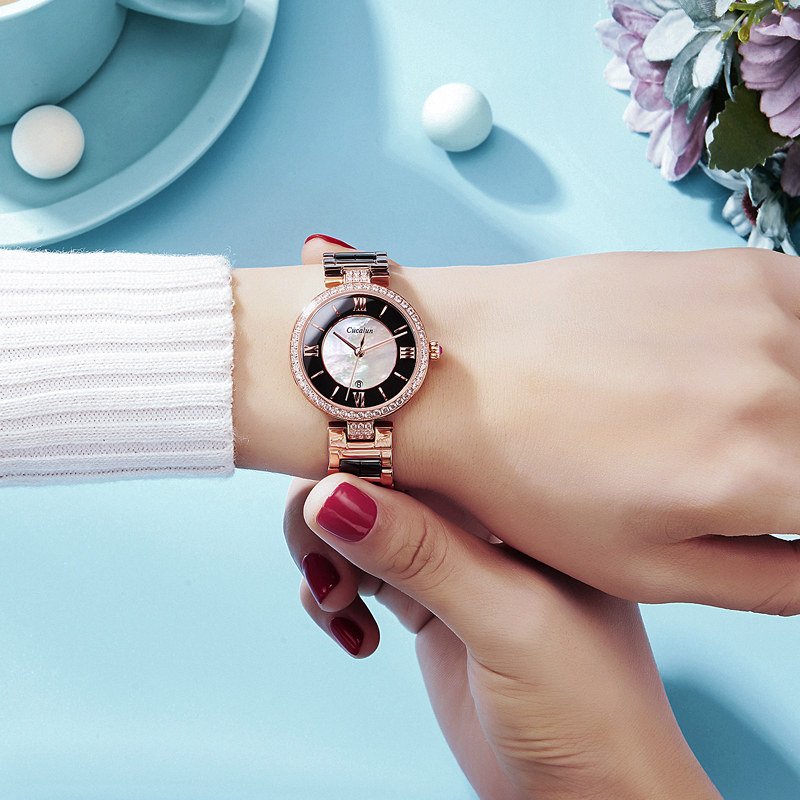 陶瓷女款正品名牌黑色2020年手表 古卡伦国产腕表