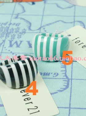 欧美风饰品黑白色条纹夸张戒指