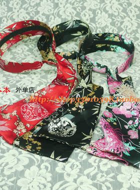 欧美风黑色花朵尼龙飘带宽边发卡