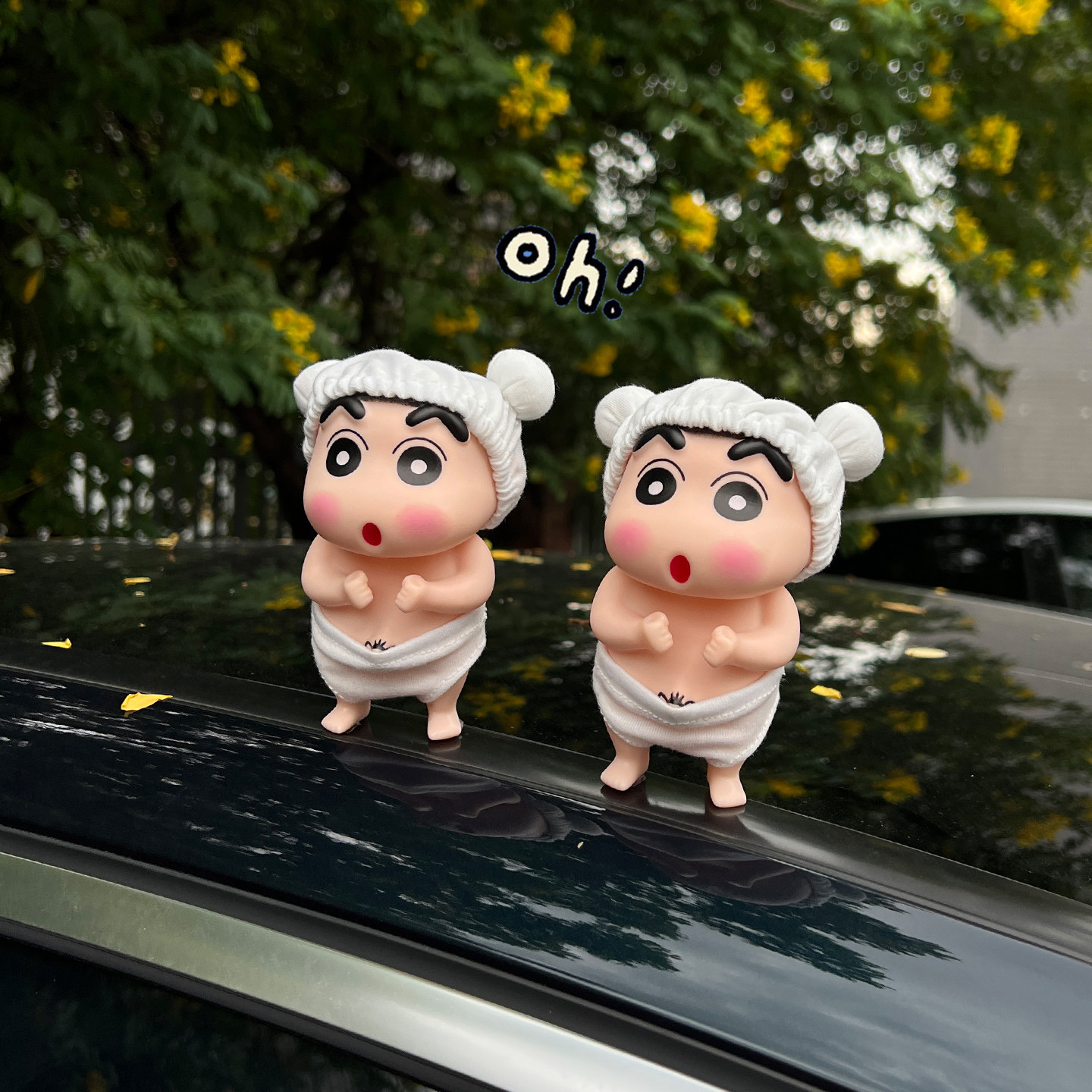 洗澡浴帽蜡笔小新摆件汽车尾部玩偶车载后备箱车顶个性创意装饰品,淘宝优惠券,粉丝福利购,淘宝优惠卷
