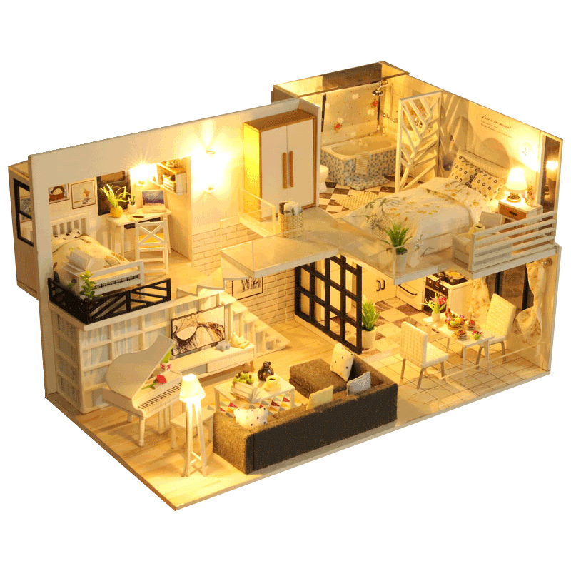 diy小屋阁楼别墅手工制作房子模型拼装玩具木质积木生日礼物女友,淘宝优惠券,粉丝福利购,淘宝优惠卷