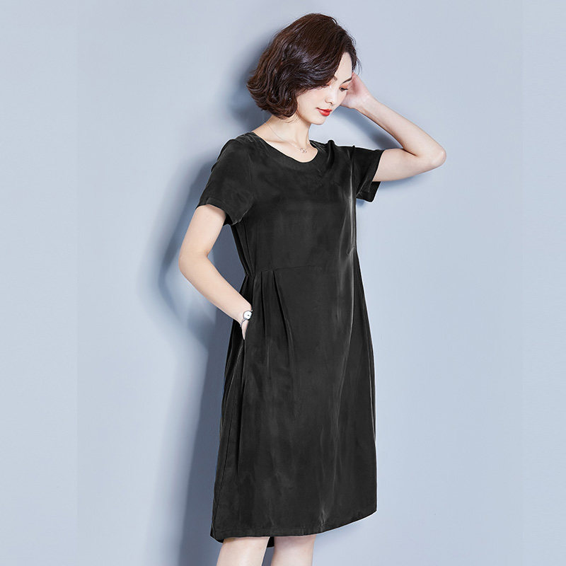 新款重磅铜氨丝真丝夏短袖连衣裙 敏朵连衣裙