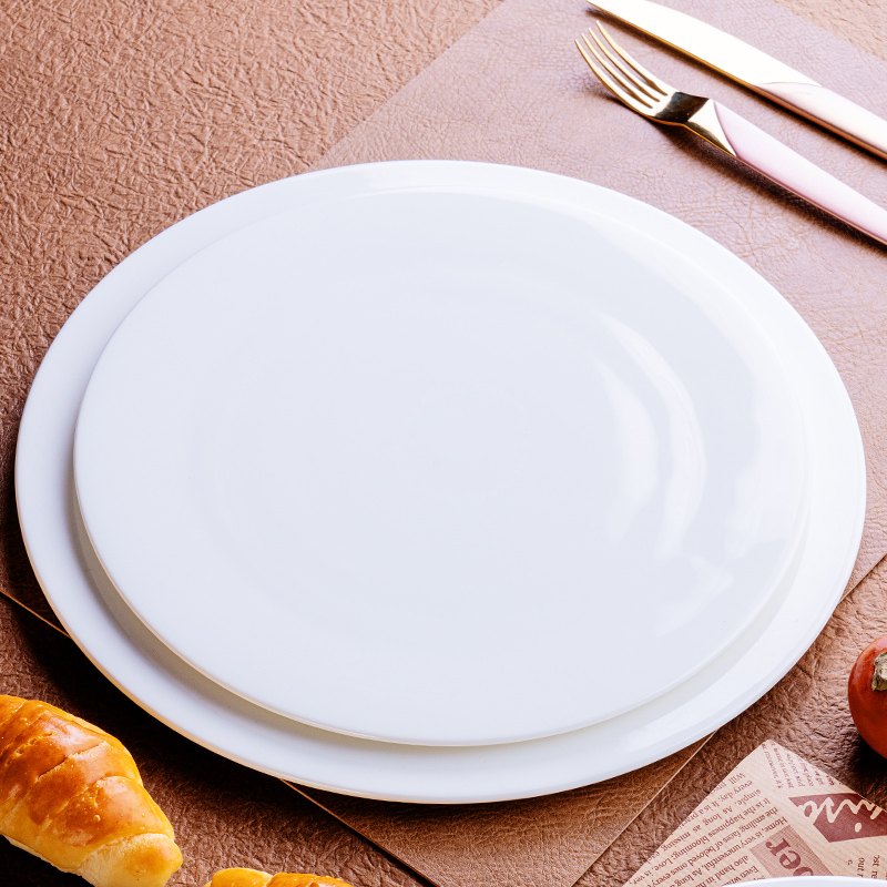 白色骨瓷平板盘牛排盘子高级西餐盘家用圆形陶瓷平盘子托盘商用 - 图2