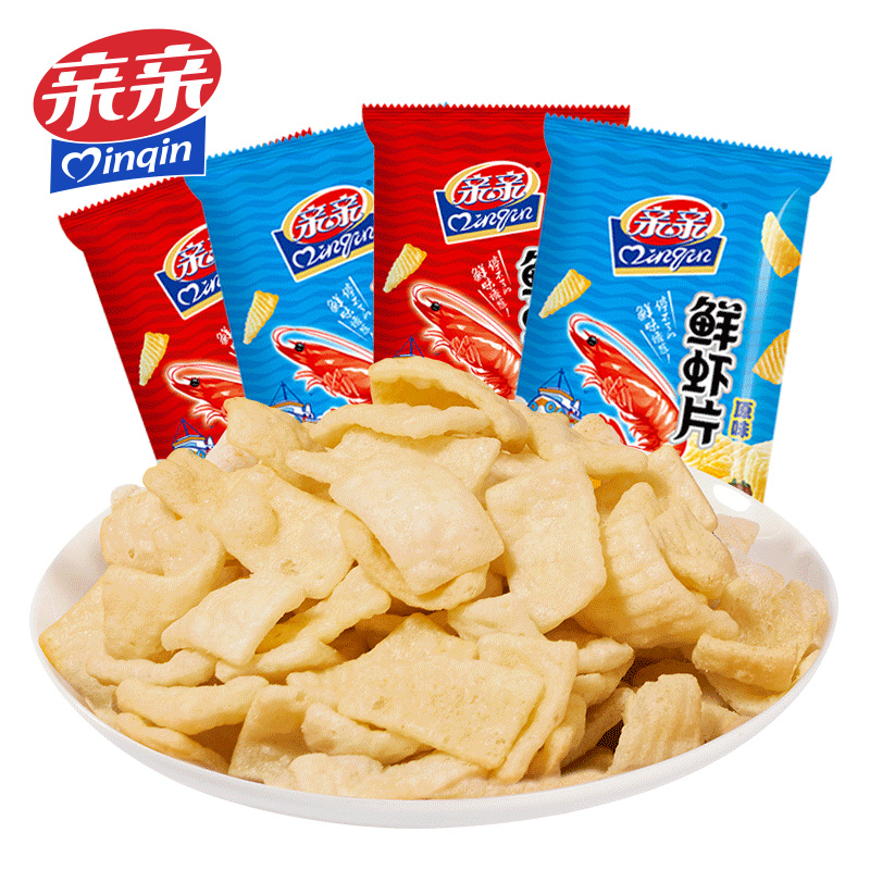 亲亲鲜虾片80g大包虾条大包办公室零食网红小吃休闲食品膨化薯片 - 图3