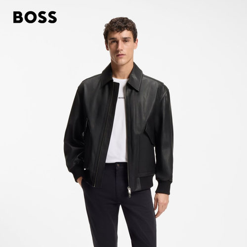 【头层羊皮革】BOSS博斯 男26新款美式复古飞行员夹克真皮衣外套 - 图1