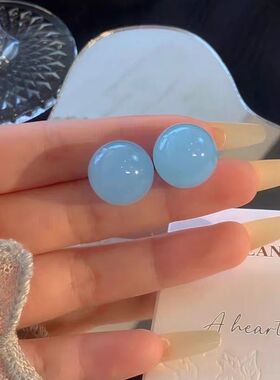 超仙果冻紫色珠珠耳钉球球耳夹