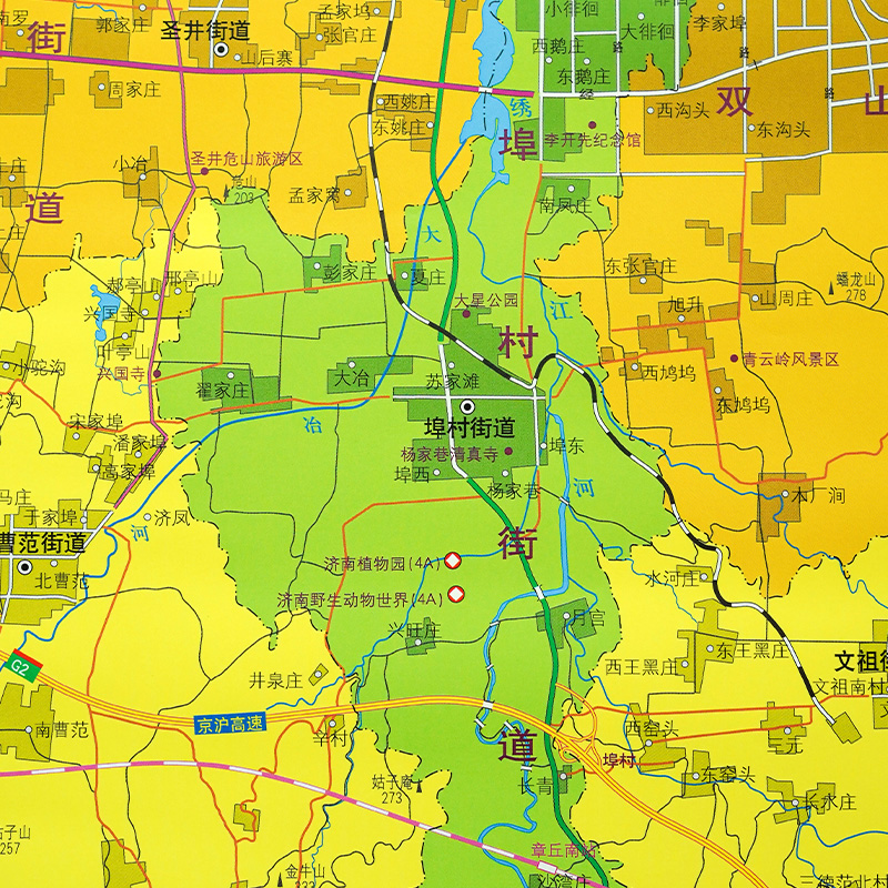 【官方直营】济南市章丘区地图挂图交通铁路高速地图详细到部分村镇街道约1.1x0.8米覆膜防水无折痕济南市区县地图系列-图1