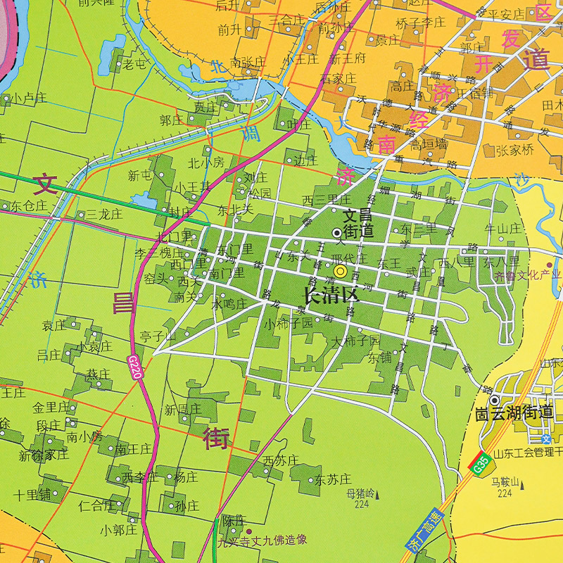 【官方直营】长清区地图挂图济南市区地图交通铁路高速地图详细到部分村镇街道约1.1x0.8米覆膜防水无折痕济南市区县地图系列-图0