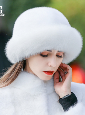 皮草帽子女冬季韩版保暖水貂毛整貂时尚百搭冬天狐狸毛风雪渔夫帽