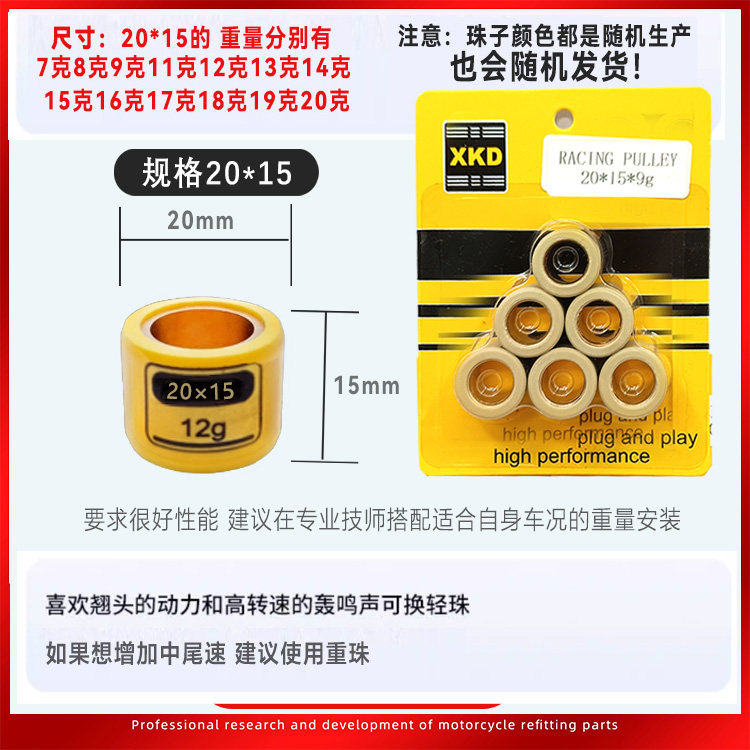 红宝/大沙CH125大公主WH125佳颖裂行姜戈改装twh普利珠滚珠20X15,淘宝优惠券,粉丝福利购,淘宝优惠卷