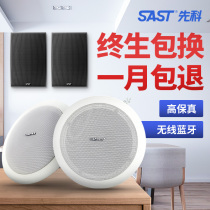 Shchenko suction top wall-mounted ceiling speaker 3D surround home wall-mounted trumpeter with shop special embedded ceiling suit Large volume restaurant hanging wall Bluetooth power amplifier wireless indoor commercial sound