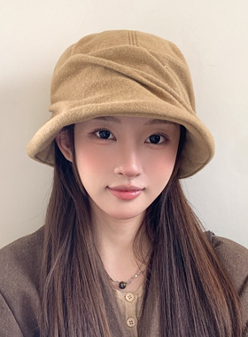 日系亚麻短檐渔夫帽女显脸小遮阳