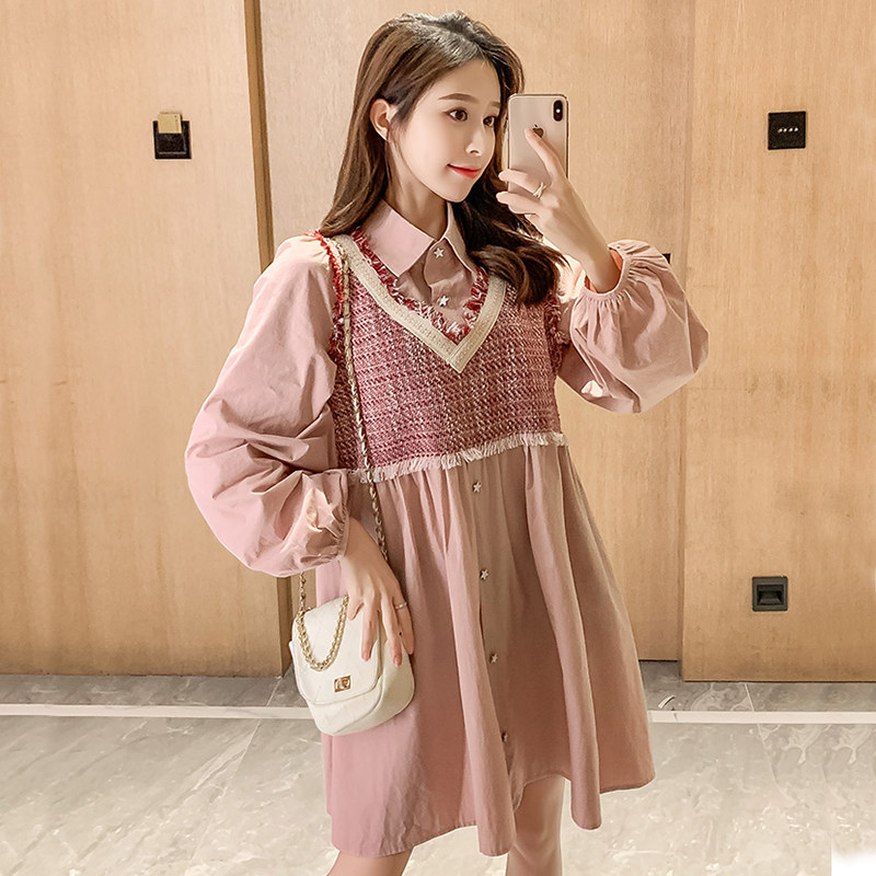 孕妇秋装小香风潮妈时尚款连衣裙 宝朵儿连衣裙