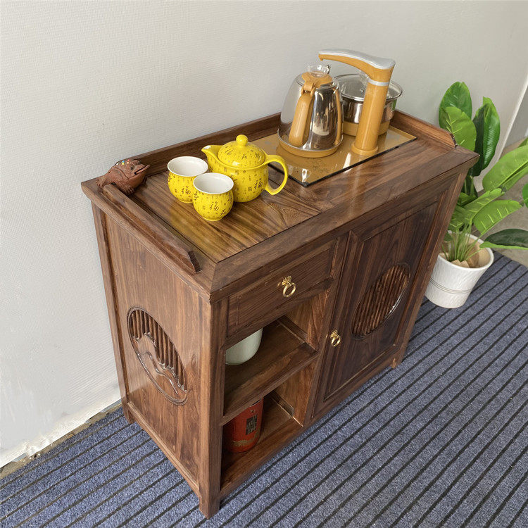 可移动榆木茶桌实木茶水柜家用一体式小茶桌明月茶几边柜烧水茶台,淘宝优惠券,粉丝福利购,淘宝优惠卷