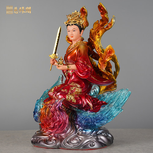慈缘阁树脂铜彩九天玄女像九天圣母娘娘玄母天尊摆件家用树脂佛像 - 图0