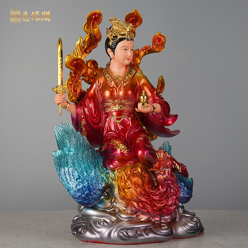慈缘阁树脂铜彩九天玄女像九天圣母娘娘玄母天尊摆件家用树脂佛像 - 图2