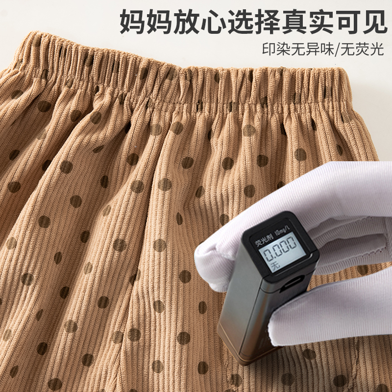 秋冬加绒宝宝裤子加绒女童灯芯绒裤子儿童束脚灯笼裤男童运动长裤 - 图1