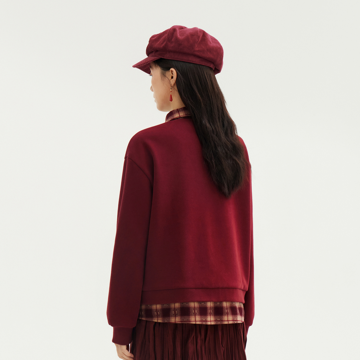 飞鸟和新酒安可拉红新中式卫衣女2024冬季新款盘扣新年战袍短外套