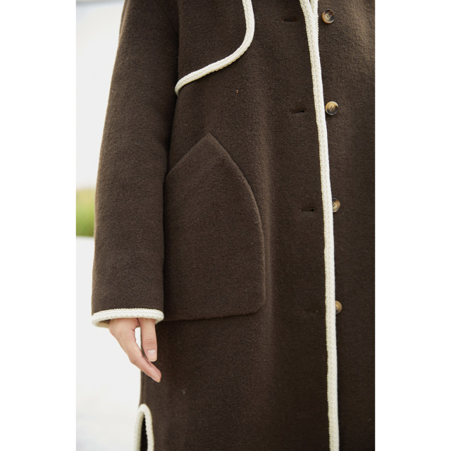 商场同款飞鸟和新酒大码时尚中长款宽松毛呢大衣女FR37005001