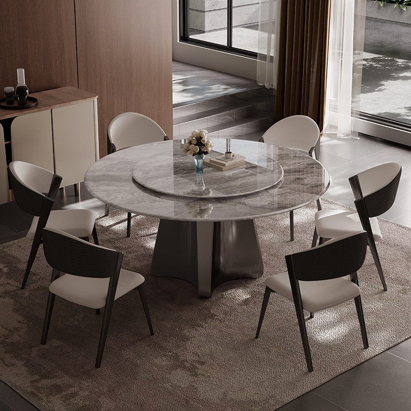 新款大理石餐桌圆桌超晶石意式高档奢石现代轻奢微晶石圆形吃饭桌,淘宝优惠券,粉丝福利购,淘宝优惠卷