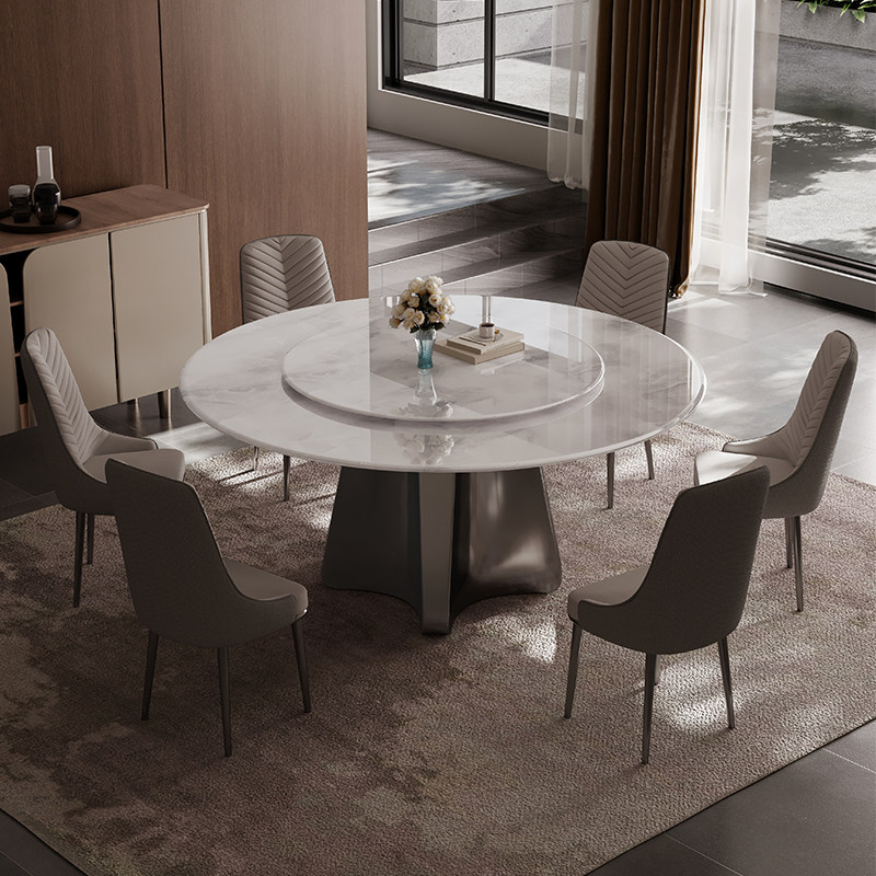 新款大理石餐桌圆桌超晶石意式高档奢石现代轻奢微晶石圆形吃饭桌,淘宝优惠券,粉丝福利购,淘宝优惠卷