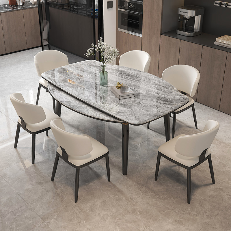 高端超晶石餐桌椅意式家用小户型伸缩饭桌方圆两用奢石饭桌岩板桌,淘宝优惠券,粉丝福利购,淘宝优惠卷