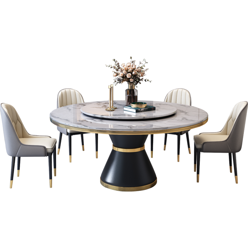 轻奢岩板餐桌椅酒店圆形家用火锅桌现代简约大理石带转盘圆桌饭桌,淘宝优惠券,粉丝福利购,淘宝优惠卷