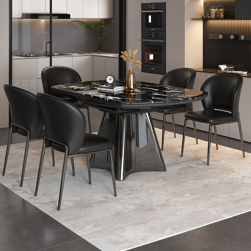 岩板餐桌可伸缩现代简约小户型家用大理石桌子方圆两用餐桌椅组合,淘宝优惠券,粉丝福利购,淘宝优惠卷