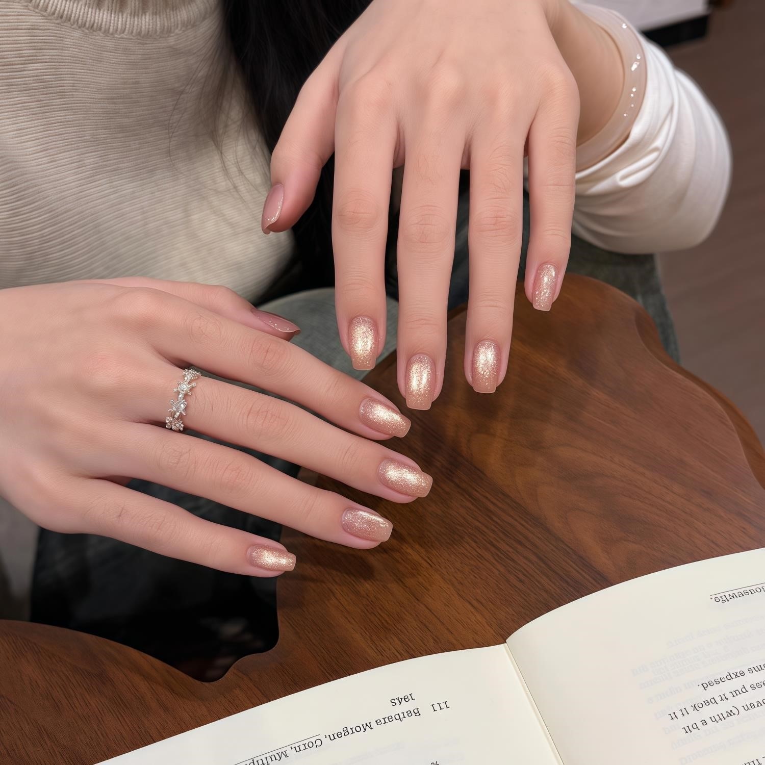 手工秋冬显白金灿灿发财金色玻璃珠猫眼美甲穿戴甲短款2026高级感,淘宝优惠券,粉丝福利购,淘宝优惠卷