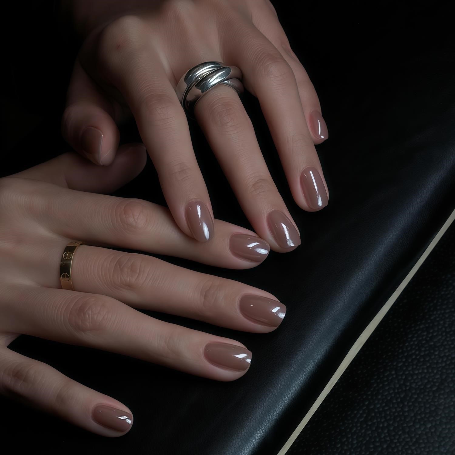 Hailey海莉同款高级清冷感裸灰色月光珍珠极光粉穿戴甲纯手工光疗,淘宝优惠券,粉丝福利购,淘宝优惠卷