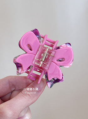 超仙新款醋酸抓夹双层拼色蝴蝶发抓高级感甜美后脑勺鲨鱼夹发饰女