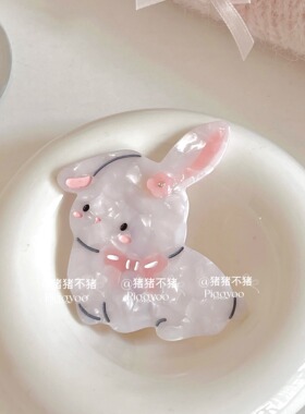 原创定制粉嫩蝴蝶结小兔醋酸发夹侧边夹可爱少女鸭嘴夹头饰发饰