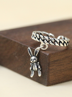日韩链条兔子高级感复古动物S925