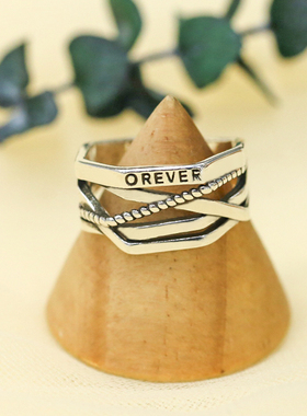 字母交叉戒指甜美时尚关节银饰品