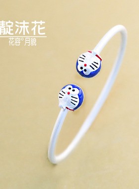 纯银猫咪蓝色甜美风饰品礼物手环