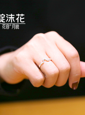 s925纯银心跳电图戒指波浪关节