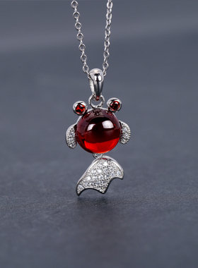 s925纯银金鱼项链复古时尚小鱼